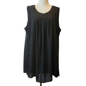 Glorystar Women's Sheer Lined Dress Tunic Top Sleeveless Black Polyester XXL